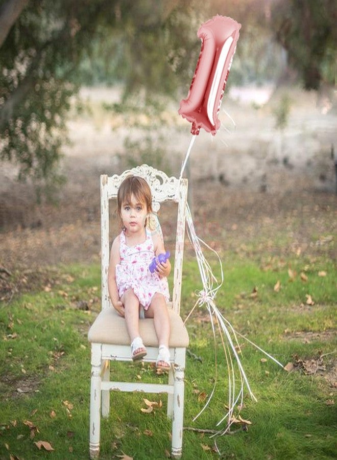 بروبسيكل بالون بروبسيكل رقم 1 من رقائق الألومنيوم مقاس 16 بوصة - بالون ذهبي وردي مزين برقم واحد لتزيين عيد الميلاد الأول، والذكرى السنوية، والمناسبات الهامة - بالون رقم واحد لطاولة الكيك والصور - Image 5